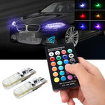 2 pz Lampadine LED T10 2W RGB telecomandate 12V auto