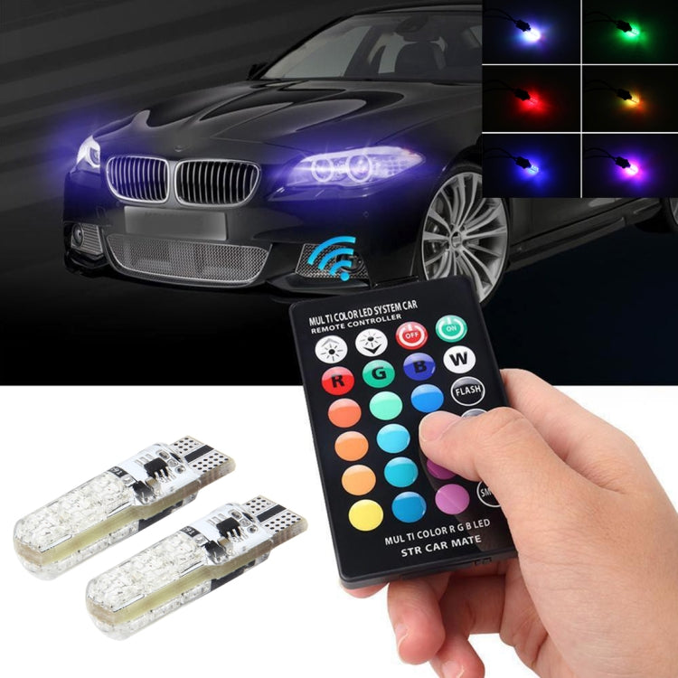 2 pz Lampadine LED T10 2W RGB telecomandate 12V auto