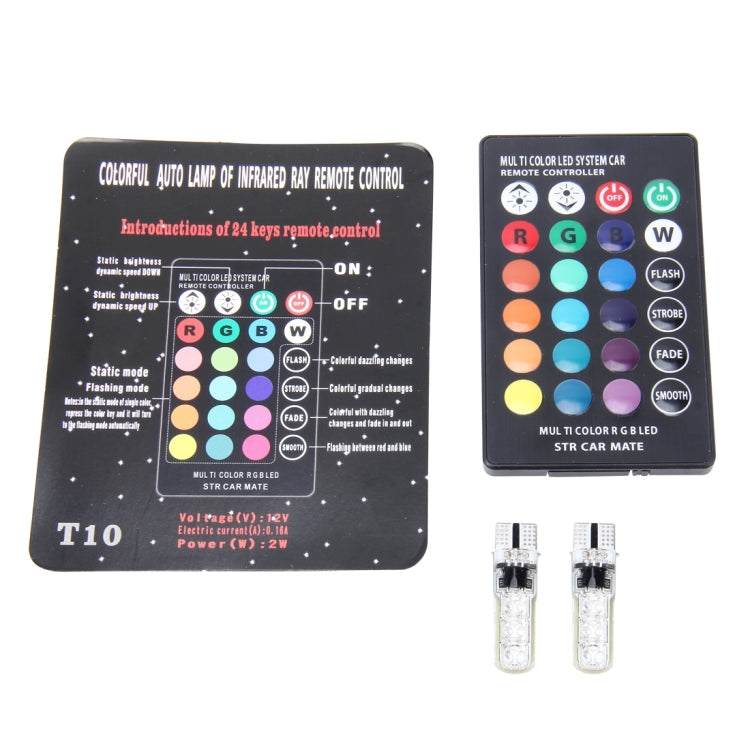 2 pz Lampadine LED T10 2W RGB telecomandate 12V auto