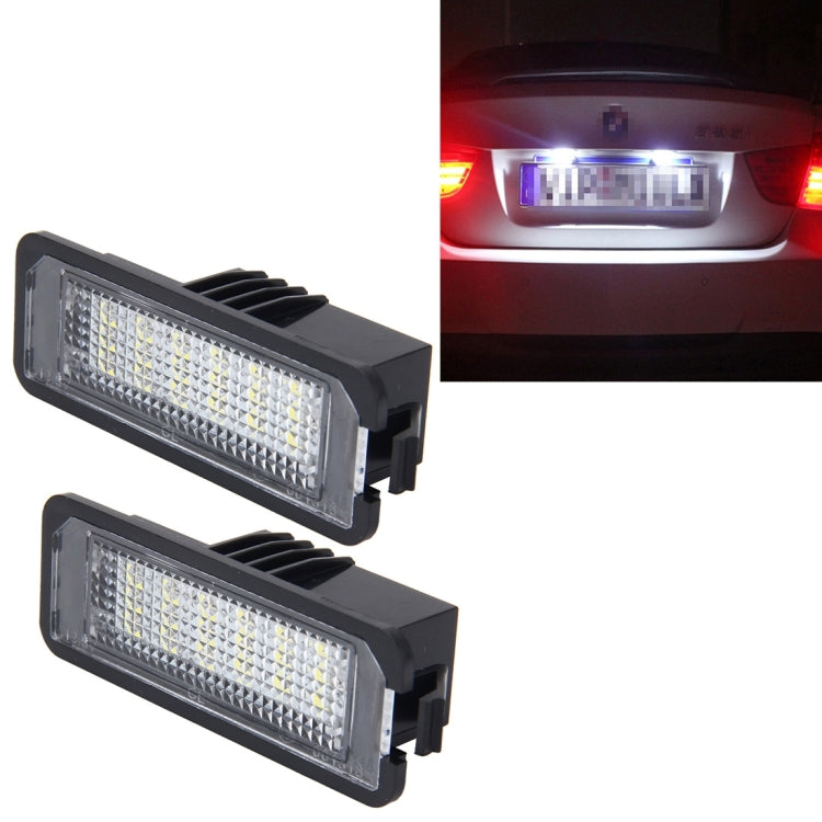 2 luci targa con 18 lampade SMD-3528 per Volkswagen, 2W 120LM, 6000K, DC12V (luce bianca), For Volkswagen1