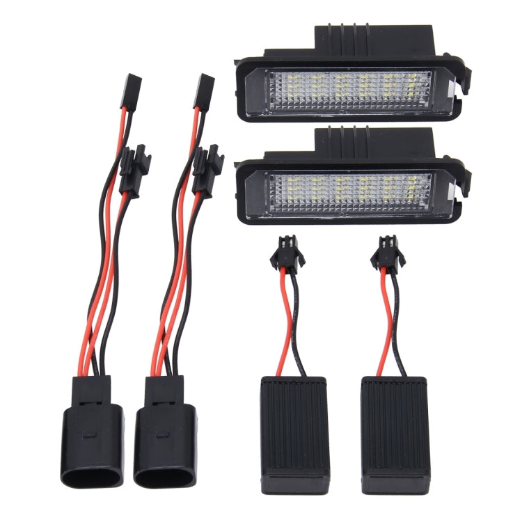 2 luci targa con 18 lampade SMD-3528 per Volkswagen, 2W 120LM, 6000K, DC12V (luce bianca), For Volkswagen1