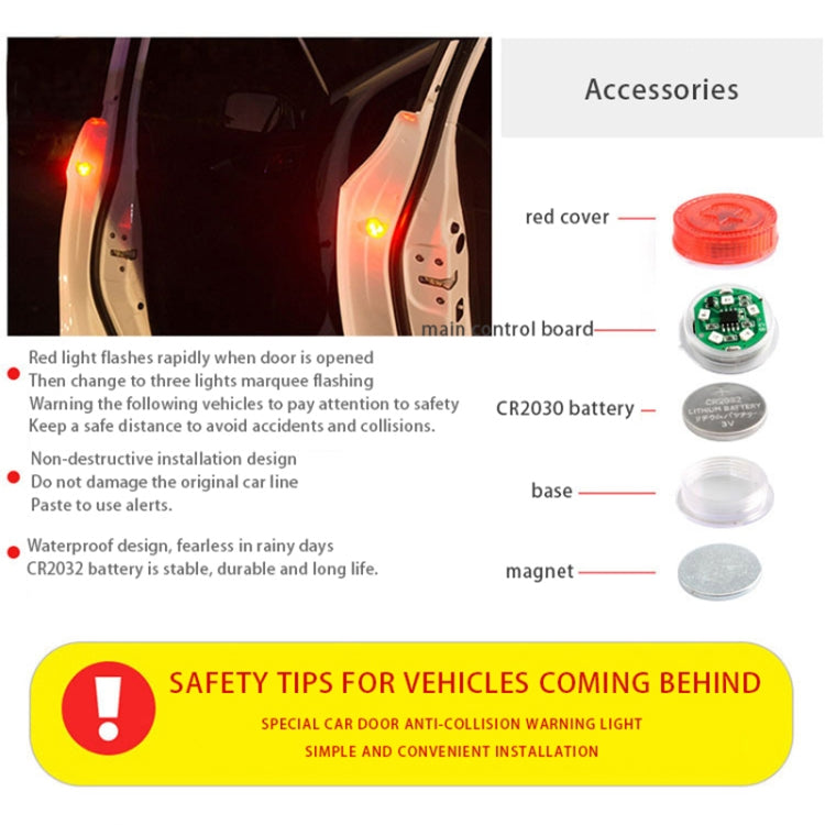 Lampada stroboscopica di avvertimento magnetica per portiera auto da 2 pezzi, Caution Light