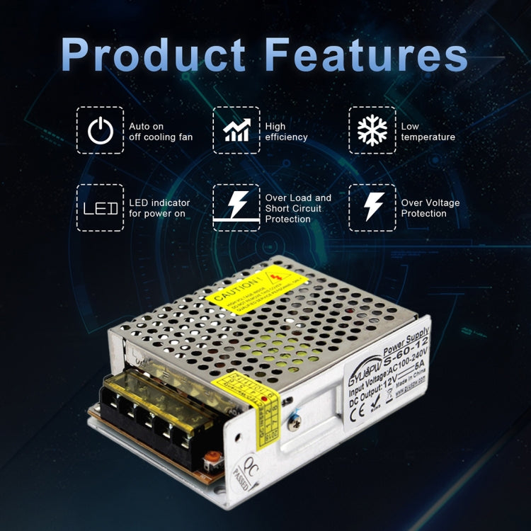 Convertitore di potenza 60W CA 110/220V a CC 12V 5A
