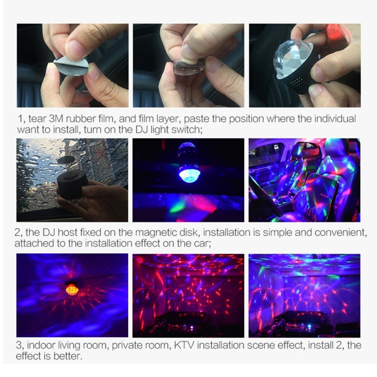 Luce decorativa auto DJ RGB USB 5W effetto stroboscopico