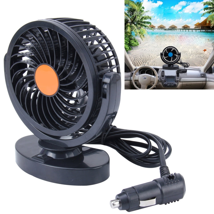 HUXIN HX-T306 Mini ventilatore per auto elettrica a basso rumore con rotazione regolabile a 360 gradi da 6 W, DC 24 V, HX-T306