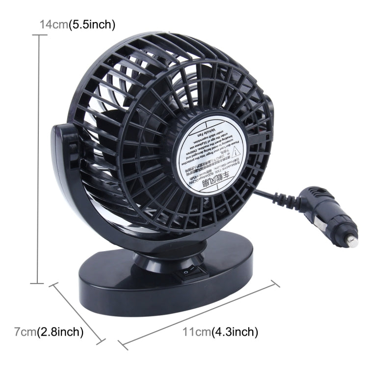 HUXIN HX-T306 Mini ventilatore per auto elettrica a basso rumore con rotazione regolabile a 360 gradi da 6 W, DC 24 V, HX-T306