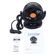 HUXIN HX-T306 Mini ventilatore per auto elettrica a basso rumore con rotazione regolabile a 360 gradi da 6 W, DC 24 V, HX-T306