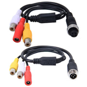 2 pezzi 1 in 3 vie per auto monitor telecamera DVR maschio e femmina cavo di prolunga di alimentazione video a 4 pin, lunghezza: 34 cm, 1 in 3 ways