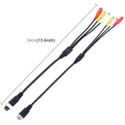 2 pezzi 1 in 3 vie per auto monitor telecamera DVR maschio e femmina cavo di prolunga di alimentazione video a 4 pin, lunghezza: 34 cm, 1 in 3 ways