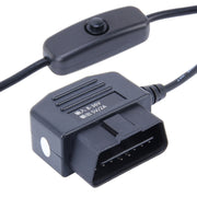 Cavo di ricarica OBDII per auto da 16 pin Mini adattatore di alimentazione USB da 5 pin con pulsante di commutazione per tablet GPS telefono E-dog, lunghezza cavo: 3,4 m, OBDII