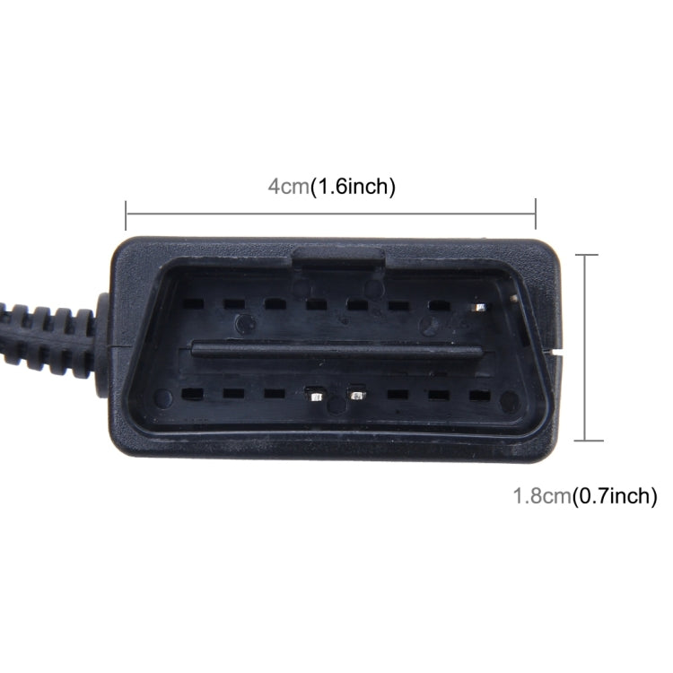 Cavo di ricarica OBD per auto da 16 pin Adattatore di alimentazione micro USB per tablet GPS Telefono E-dog, Lunghezza cavo: 2 m, OBD