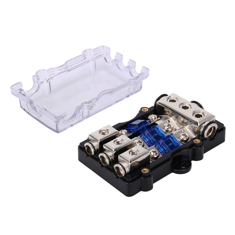 Portafusibile a lama portafusibile in vetro per auto 60A 1 in 3 modi per amplificatore audio per auto, 1 in 3