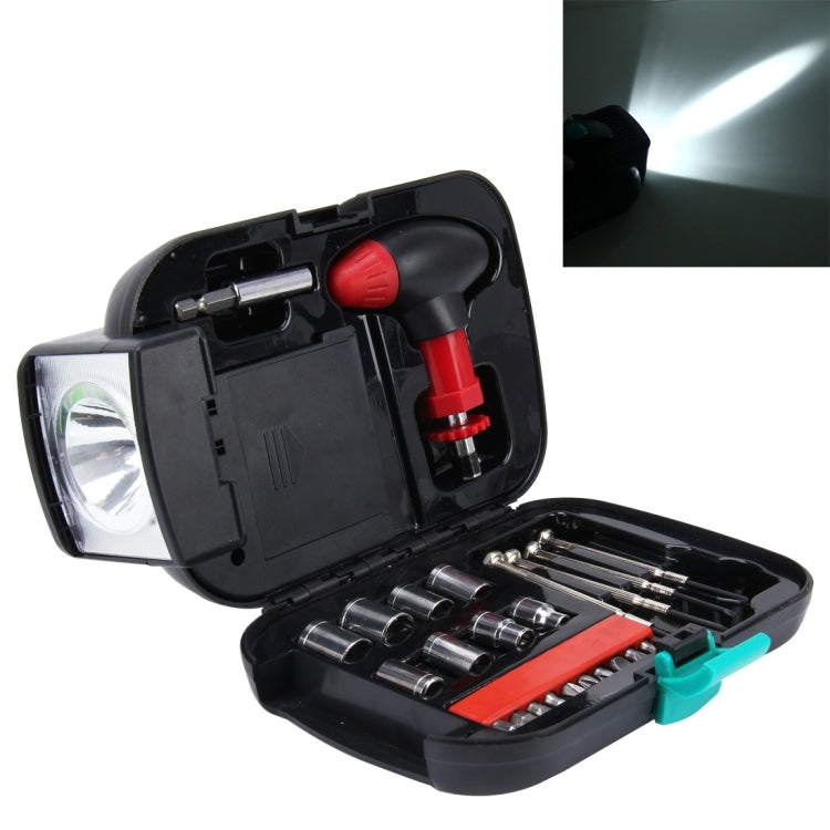Set attrezzi portatile 24 pezzi con torcia elettrica