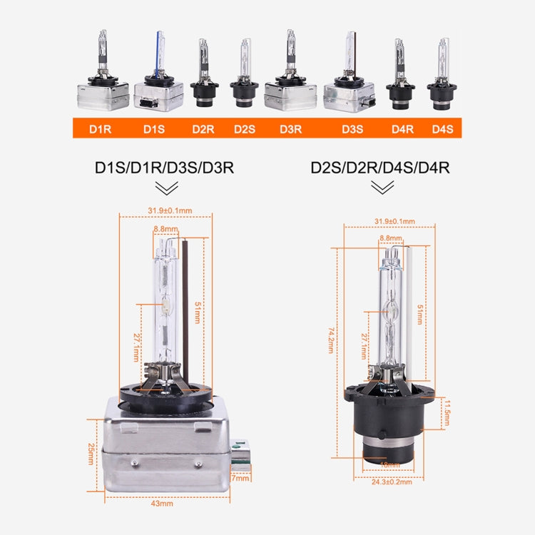 Lampadine HID D4R 35W 3800LM 6000K DC 12V per auto