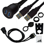 Cavo di prolunga impermeabile per dati da maschio a femmina per montaggio a incasso USB 3.0 Dock per auto, nave, moto, For Cable Length: 1m