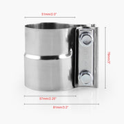Morsetto a fascia per giunto lap in acciaio inossidabile per tubo di scarico turbo per auto da 2,0 pollici, 2.0 inch