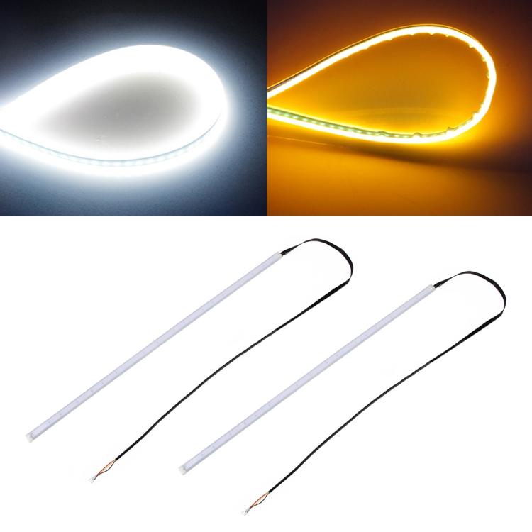 Set 2 luci LED auto 45 cm doppio colore giallo e blu