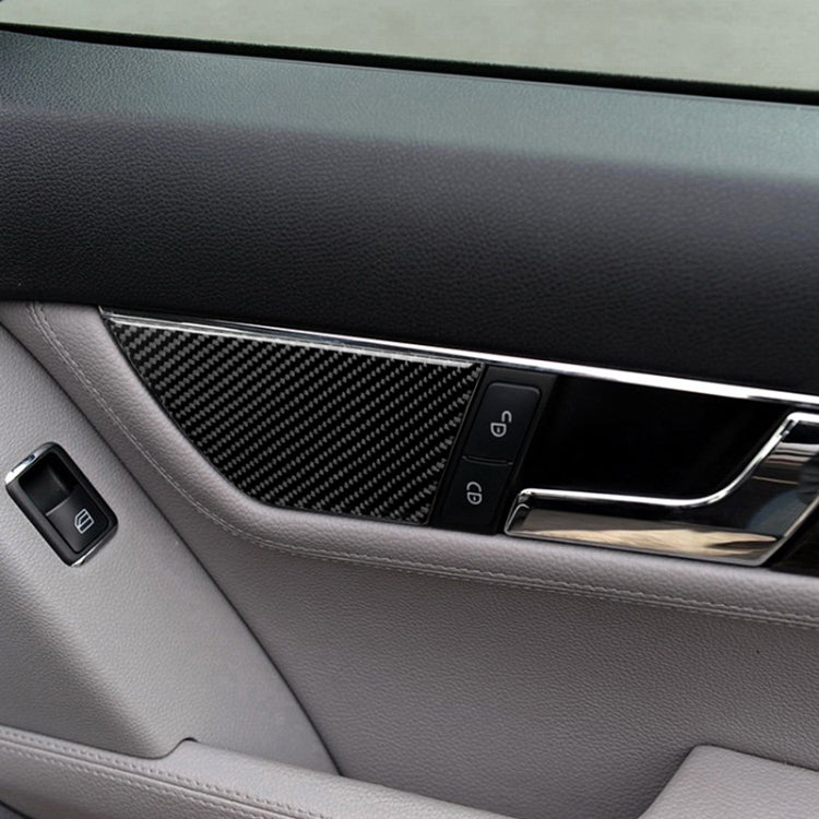Adesivo decorativo per pannello di regolazione del sedile con guida a sinistra in fibra di carbonio da 2 pezzi per Mercedes-Benz W204 2007-2013, Left Drive Seat Adjustment (A)