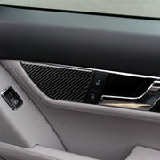 Adesivo decorativo per pannello di regolazione del sedile con guida a sinistra in fibra di carbonio da 2 pezzi per Mercedes-Benz W204 2007-2013, Left Drive Seat Adjustment (A)