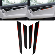 Adesivo decorativo per pannello interno rosso della porta interna in fibra di carbonio da 4 pezzi per Mercedes-Benz W204 2007-2013, Red Inner Door Panel