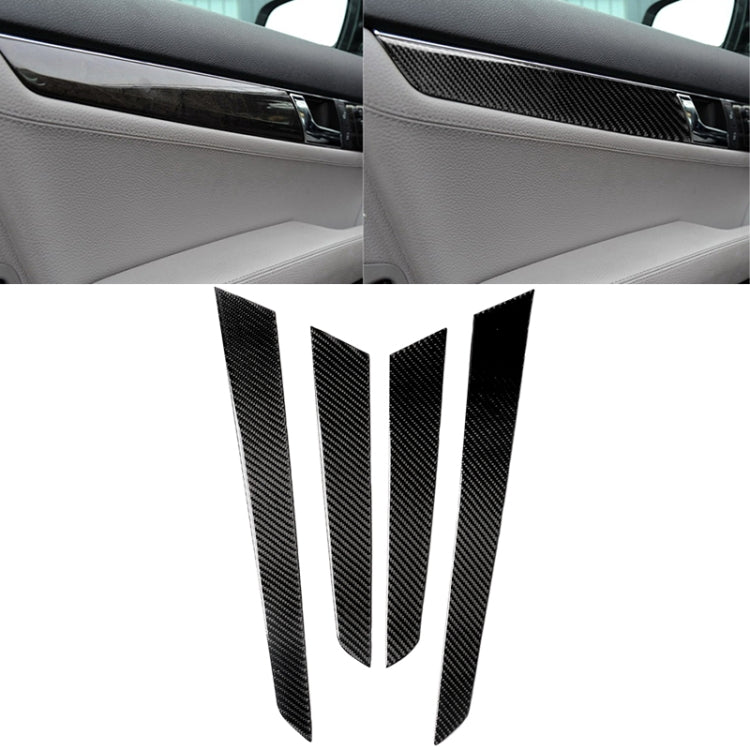 Adesivo decorativo per pannello interno della porta interna in fibra di carbonio da 4 pezzi per Mercedes-Benz W204 2007-2013, Inner Door Panel