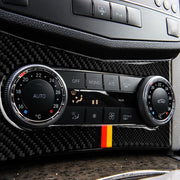 Adesivo decorativo per pannello aria condizionata in fibra di carbonio con bandiera tedesca per auto per Mercedes-Benz W204 Classe C 2007-2010, Air Conditioning (German Flag)