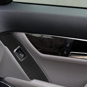Adesivo decorativo per pannello alzacristalli in fibra di carbonio per auto da 2 pezzi per Mercedes-Benz W204 Classe C 2007-2013, guida a sinistra, Window Lift Panel