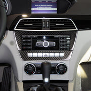 Adesivo decorativo per pannello CD di controllo centrale in fibra di carbonio per auto per Mercedes-Benz W204 2011-2013 7 pulsanti, Central Control CD Panel