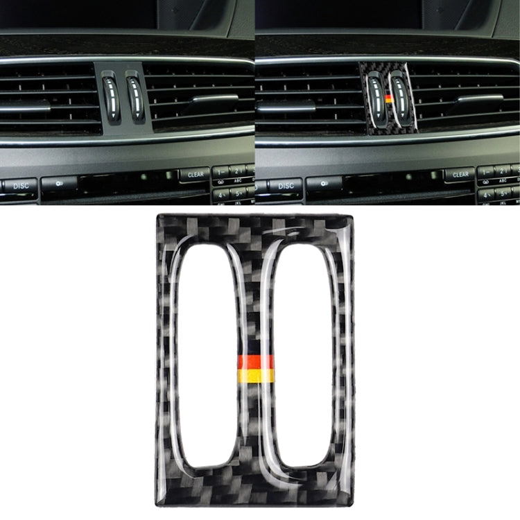 Adesivo decorativo per pannello di uscita aria intermedia in fibra di carbonio con bandiera tedesca per auto per Mercedes-Benz W204 2011-2013, Intermediate Air Outlet (German Flag)
