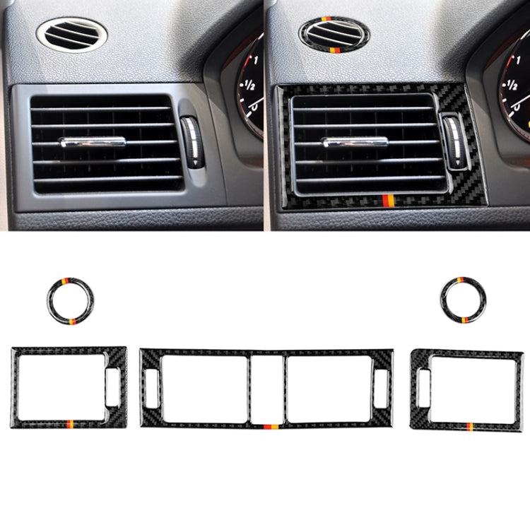 Anello di uscita aria in fibra di carbonio con bandiera tedesca per auto + uscita aria intermedia + adesivo decorativo pannello uscita aria laterale per Mercedes-Benz W204 207-2010, Air Outlet (German Flag)