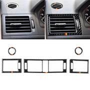 Anello di uscita aria in fibra di carbonio con bandiera tedesca per auto + uscita aria intermedia + adesivo decorativo pannello uscita aria laterale per Mercedes-Benz W204 207-2010, Air Outlet (German Flag)