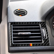 Anello di uscita aria in fibra di carbonio con bandiera tedesca per auto + uscita aria intermedia + adesivo decorativo pannello uscita aria laterale per Mercedes-Benz W204 207-2010, Air Outlet (German Flag)