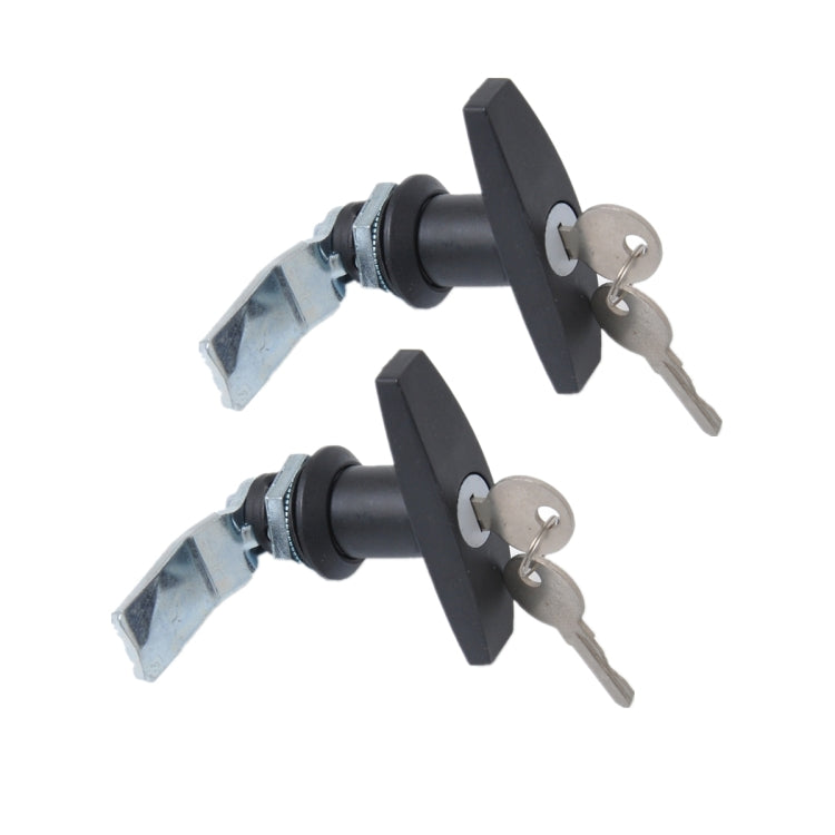 2 pezzi di serratura a forma di T nera con maniglia a paletta e chiavi per cassetta degli attrezzi, per rimorchio/yacht/camion, 2 PCS Black T Shape Handle