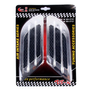 2 pezzi in stile euro in plastica decorativa per aspirazione del flusso d'aria, cofano turbo, copertura della griglia di sfiato laterale con adesivo autoadesivo