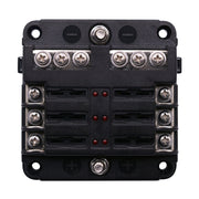 Kit portafusibili per scatola fusibili con lama per circuito a 6 vie, positivo e negativo indipendente, 1 in 6 uscite, con indicatore di avviso LED per auto, camion, barca, 1 in 6 Out