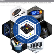 Kit portafusibili per scatola fusibili con lama per circuito a 6 vie, positivo e negativo indipendente, 1 in 6 uscite, con indicatore di avviso LED per auto, camion, barca, 1 in 6 Out