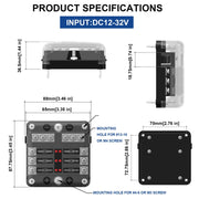 Kit portafusibili per scatola fusibili con lama per circuito a 6 vie, positivo e negativo indipendente, 1 in 6 uscite, con indicatore di avviso LED per auto, camion, barca, 1 in 6 Out