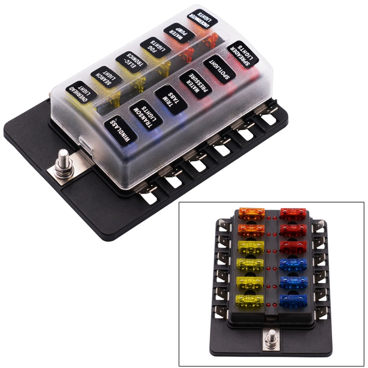 Kit portafusibili 1 in 12 uscite con indicatore LED