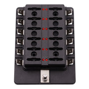 Kit portafusibili per morsettiera per PC con scatola fusibili 1 in 12 uscite con indicatore di avviso LED per auto, camion, barca, 1 in 12 Out (PC Terminal Block)