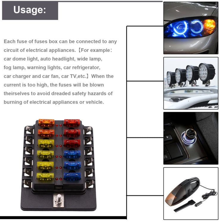 Kit portafusibili 1 in 12 uscite con indicatore LED