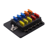 Kit portafusibili per morsettiera per PC con scatola fusibili 1 in 10 con indicatore di avviso LED per auto, camion, barca, 1 in 10 Out (PC Terminal Block)