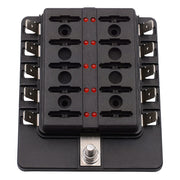 Kit portafusibili per morsettiera per PC con scatola fusibili 1 in 10 con indicatore di avviso LED per auto, camion, barca, 1 in 10 Out (PC Terminal Block)