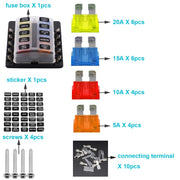 Kit portafusibili per morsettiera per PC con scatola fusibili 1 in 10 con indicatore di avviso LED per auto, camion, barca, 1 in 10 Out (PC Terminal Block)