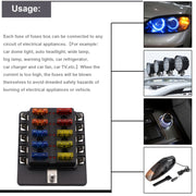 Kit portafusibili per morsettiera per PC con scatola fusibili 1 in 10 con indicatore di avviso LED per auto, camion, barca, 1 in 10 Out (PC Terminal Block)