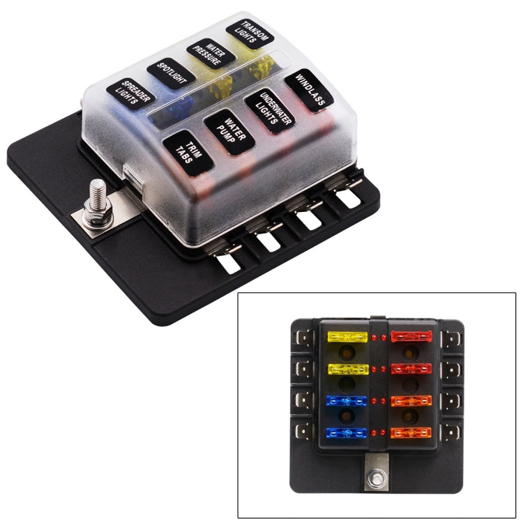 Kit portafusibili 1 in 8 uscite con LED per auto e barca