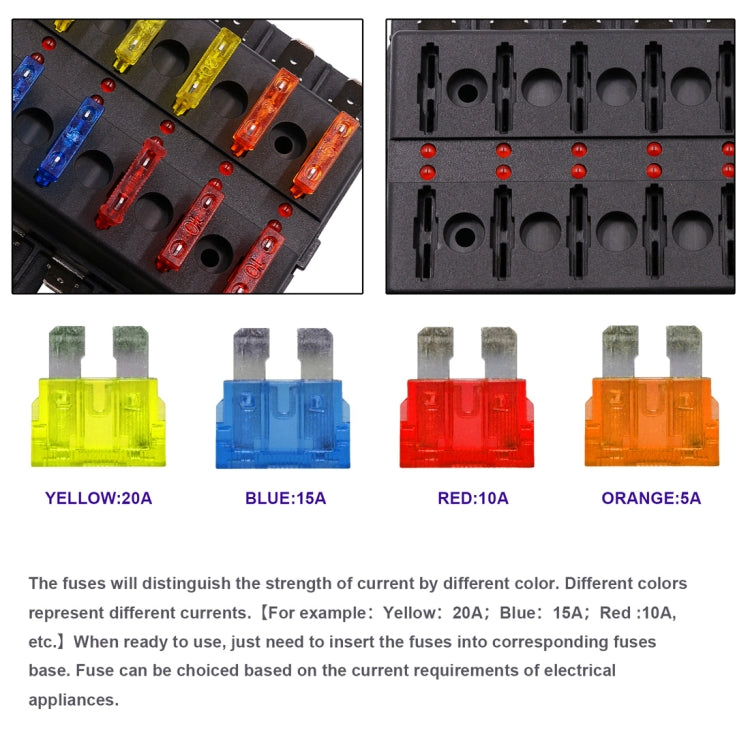 Kit portafusibili 1 in 8 uscite con LED per auto e barca