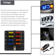 Kit portafusibili per morsettiera per PC con scatola fusibili 1 in 8 uscite con indicatore di avviso LED per auto, camion, barca, 1 in 8 Out (PC Terminal Block)