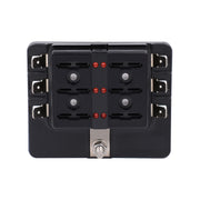 Kit portafusibili per morsettiera per PC con scatola fusibili 1 in 6 fuori con indicatore di avviso LED per barca per camion per auto, 1 in 6 Out (PC Terminal Block)