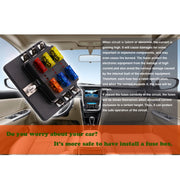 Kit portafusibili per morsettiera per PC con scatola fusibili 1 in 6 fuori con indicatore di avviso LED per barca per camion per auto, 1 in 6 Out (PC Terminal Block)