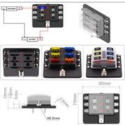 Kit portafusibili per morsettiera per PC con scatola fusibili 1 in 6 fuori con indicatore di avviso LED per barca per camion per auto, 1 in 6 Out (PC Terminal Block)